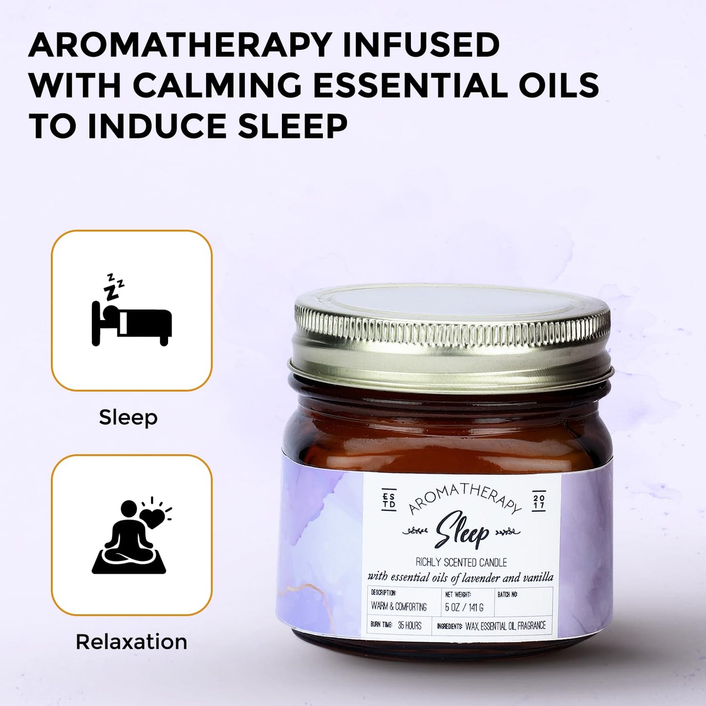 Welburn Veda&Co® Scented Wax Candle - Induces Sleep | Aromatherapy Jar Candle for Home Decor | Enhance Your Mood | Enhance Your Space with Soothing Scents (35 Hours Burn Time, 141gm),