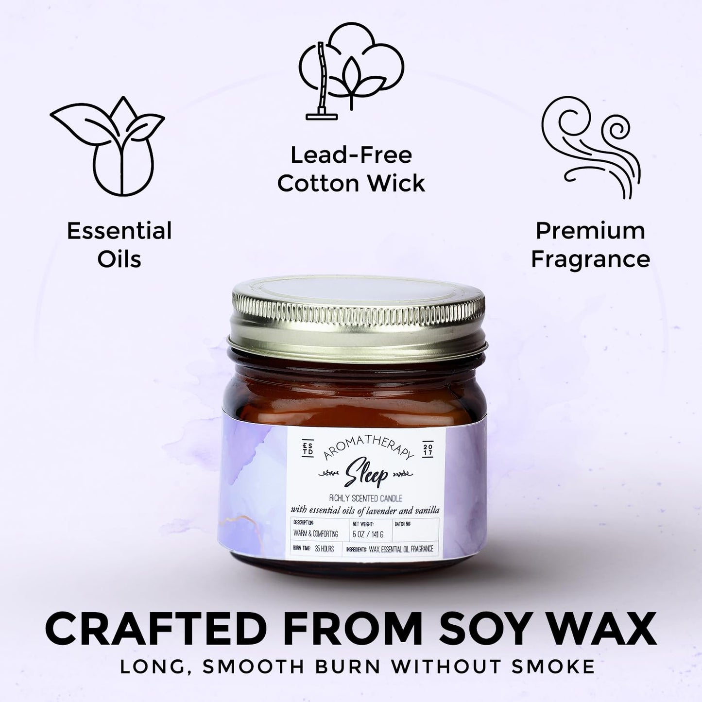 Welburn Veda&Co® Scented Wax Candle - Induces Sleep | Aromatherapy Jar Candle for Home Decor | Enhance Your Mood | Enhance Your Space with Soothing Scents (35 Hours Burn Time, 141gm),