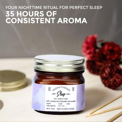 Welburn Veda&Co® Scented Wax Candle - Induces Sleep | Aromatherapy Jar Candle for Home Decor | Enhance Your Mood | Enhance Your Space with Soothing Scents (35 Hours Burn Time, 141gm),