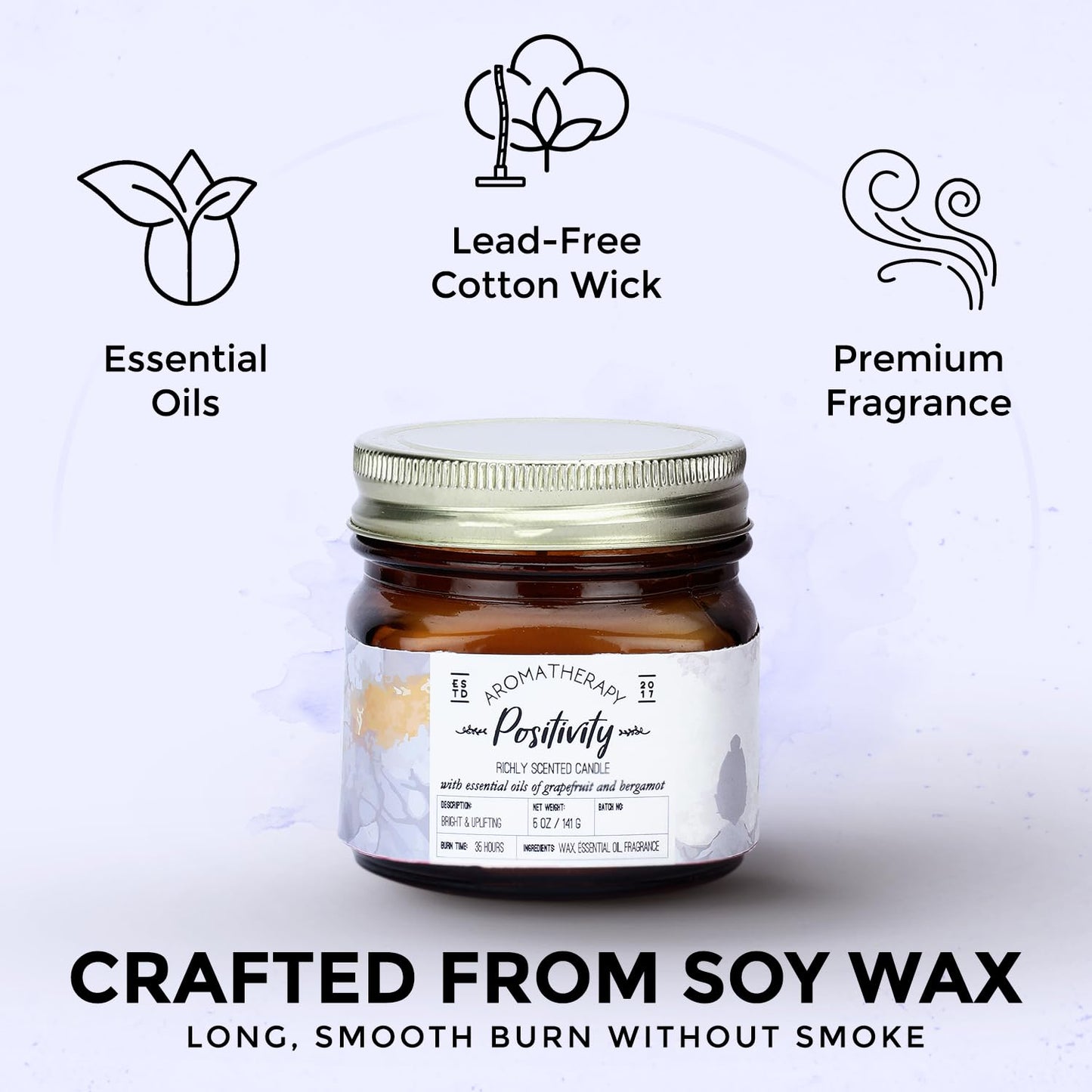 Welburn Veda&Co® Scented Wax Candle - Positivity I Aromatherapy Jar Candle for Home Decor | Enhance Your Mood | Enhance Your Space with Soothing Scents (35 Hours Burn Time, 141gm),