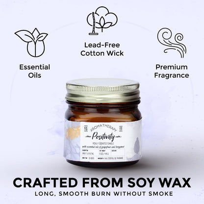 Welburn Veda&Co® Scented Wax Candle - Positivity I Aromatherapy Jar Candle for Home Decor | Enhance Your Mood | Enhance Your Space with Soothing Scents (35 Hours Burn Time, 141gm),