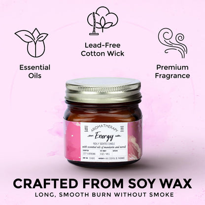 Welburn Veda&Co® Scented Wax Candle - Energy | Aromatherapy Jar Candle for Home Decor | Enhance Your Mood | Enhance Your Space with Soothing Scents (35 Hours Burn Time, 141gm),