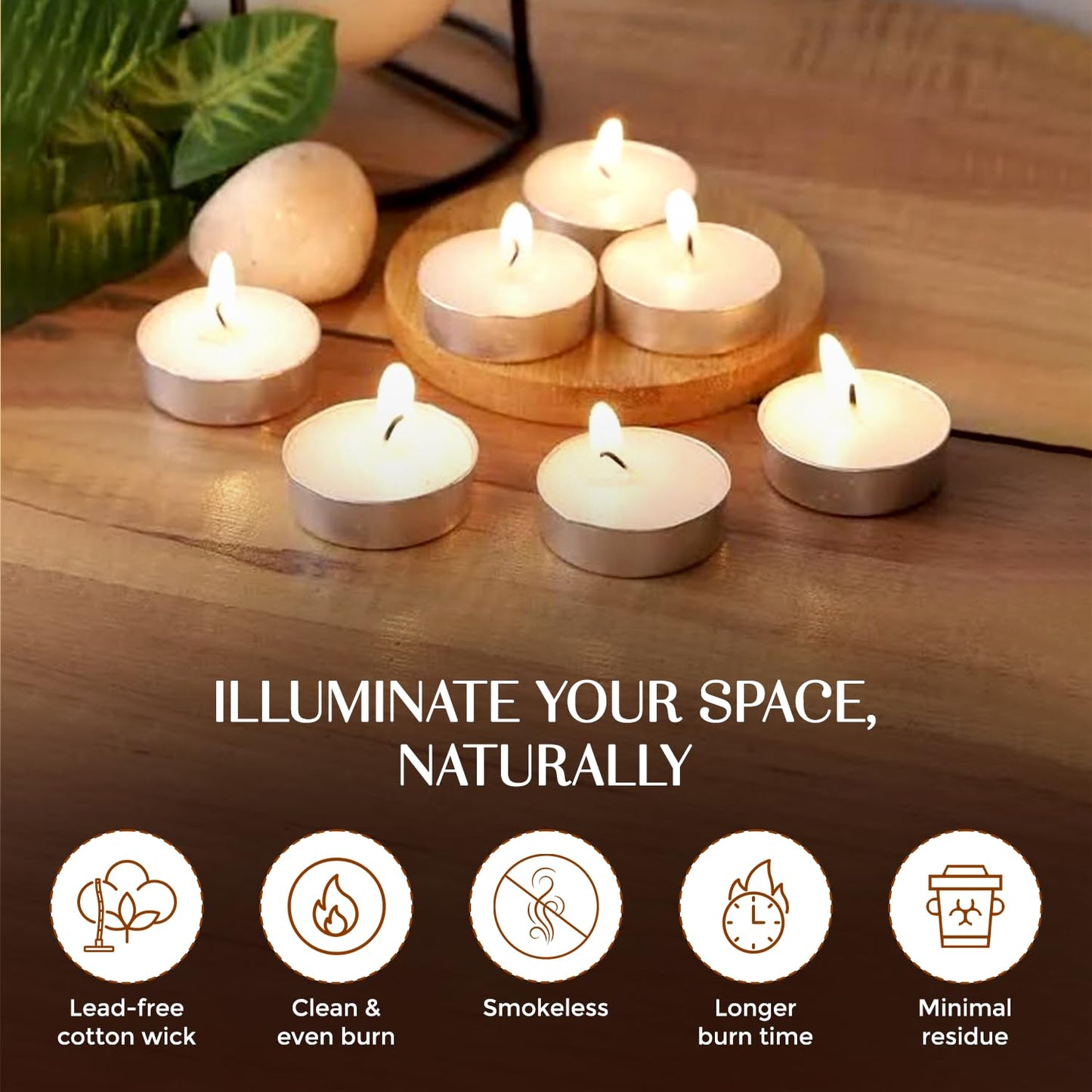 Welburn Veda&Co® Wax Tealight Candles for Home Decor, Offices,Parties,Dining & Special Occasions | Pack of 200-Unscented | 100% Fully Refined Paraffin Wax & Smokeless | Burns Upto 3 Hours (White)