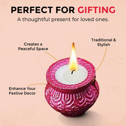 Welburn Veda&Co® Scented Decorative Matki Diya Pack of 9 for Diwali Decoration & Puja | Upto 1.30hr Burning Time | Hand Painted Terracotta Clay Diya for Home Décor & Festive Gifting