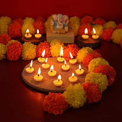 Welburn Veda&Co® Jasmine Scented Diya for Puja (10 Pieces), Clay Diya Batti with Cotton Wick, Upto 3hrs Burning Time, Ghee Blended Ready to Use Diyas, Premium Puja Fragrance - Scented Puja Diya