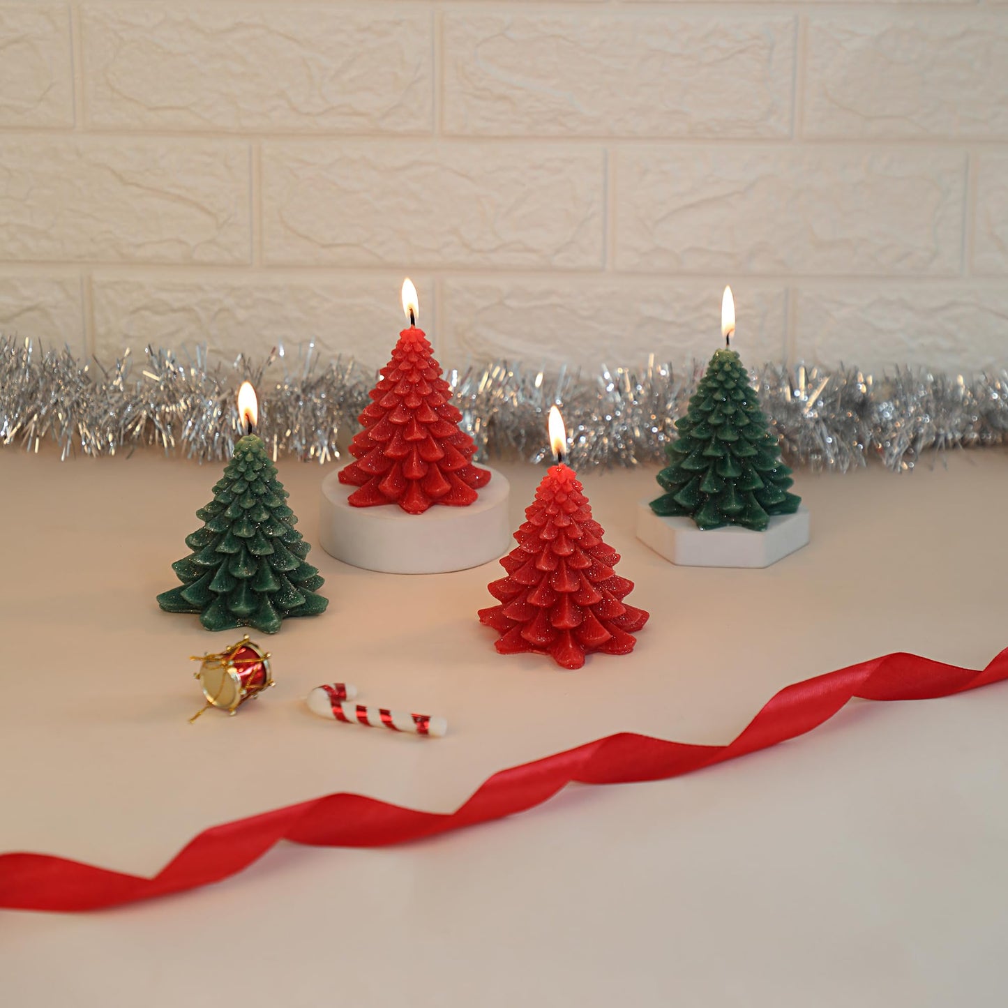 Welburn Veda&Co® Wax Tree Candles – Pack of 4 | 6–8 Hour Burn | Unscented Candles for Home, Office, Gifts & Special Occasions | Decorative Tree Candle Set