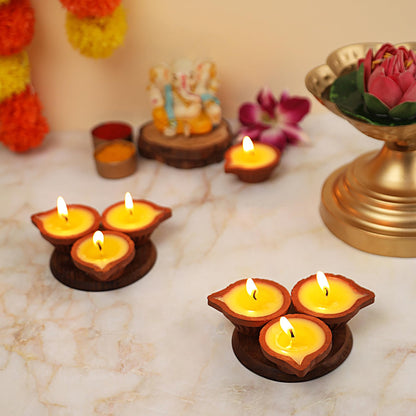 Welburn Veda&Co® Pure Cow Ghee Diya 7 pcs for Puja & Diwali Decoration | Upto 3 Hours Burn time | Smoke Free | Diyas for Pooja Havans & Religious Rituals,Festivals | Ready to use