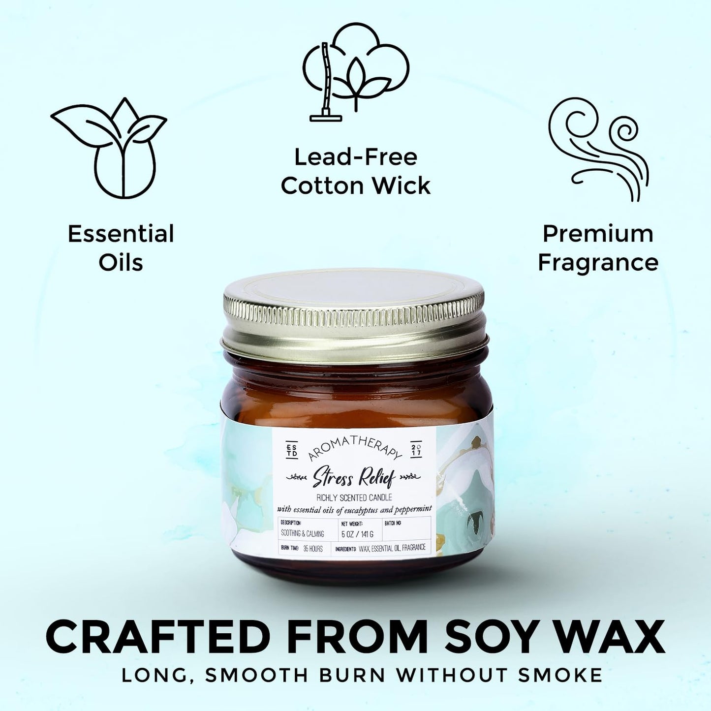 Welburn Veda&Co® Scented Wax Candle -Stress Relief | Aromatherapy Jar Candle for Home Decor | Enhance Your Mood | Enhance Your Space with Soothing Scents (35 Hours Burn Time, 141gm),