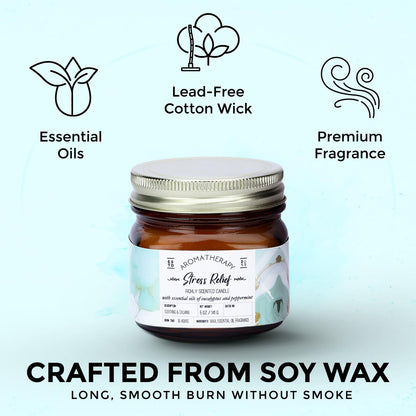 Welburn Veda&Co® Scented Wax Candle -Stress Relief | Aromatherapy Jar Candle for Home Decor | Enhance Your Mood | Enhance Your Space with Soothing Scents (35 Hours Burn Time, 141gm),