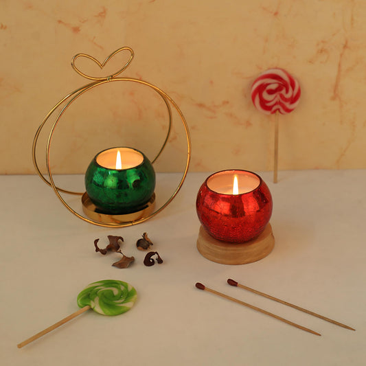 Welburn Veda&Co® Colored Crackle Jar Candles – Pack of 2 | 12-Hour Burn | Scented Candles for Home, Office & Gifts | Perfect for Couples, Husband & Wife