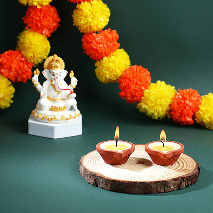 Welburn Veda&Co® Jasmine Scented Diya for Puja (10 Pieces), Clay Diya Batti with Cotton Wick, Upto 3hrs Burning Time, Ghee Blended Ready to Use Diyas, Premium Puja Fragrance - Scented Puja Diya