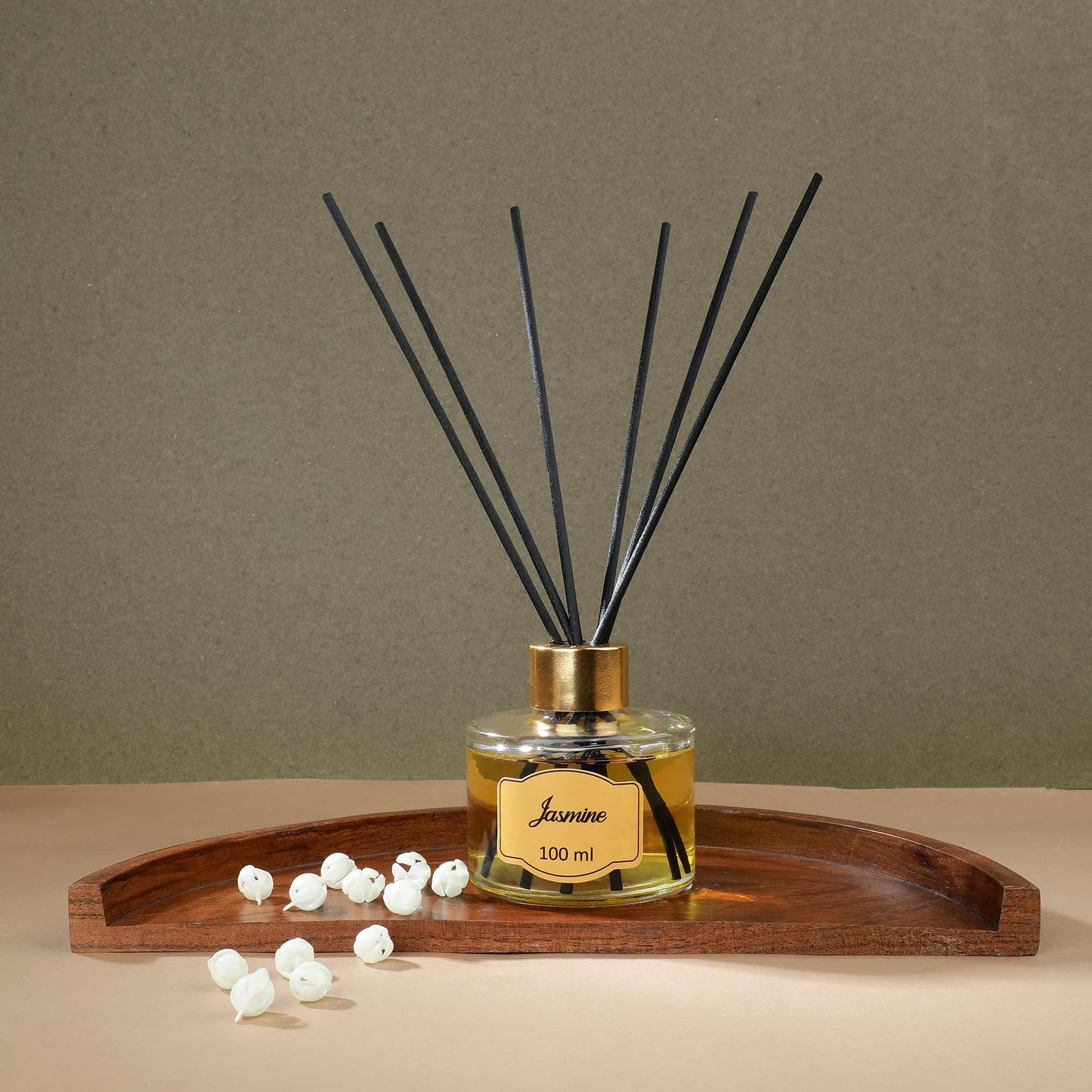 Welburn Veda&Co® Jasmine Scented Reed Diffuser – 100ml | Includes 6 Free Reeds | Ready-to-Use Oil Blend | Fragrance That Inspires Positivity | Home & Office Décor