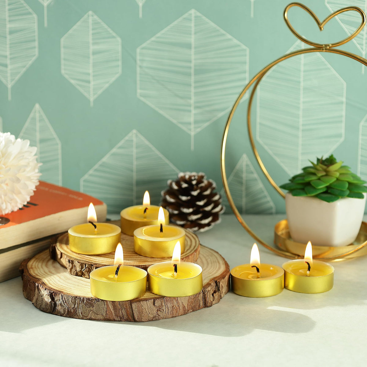 Ghee Tealight Candles, Gold Cup (Pack of 25)