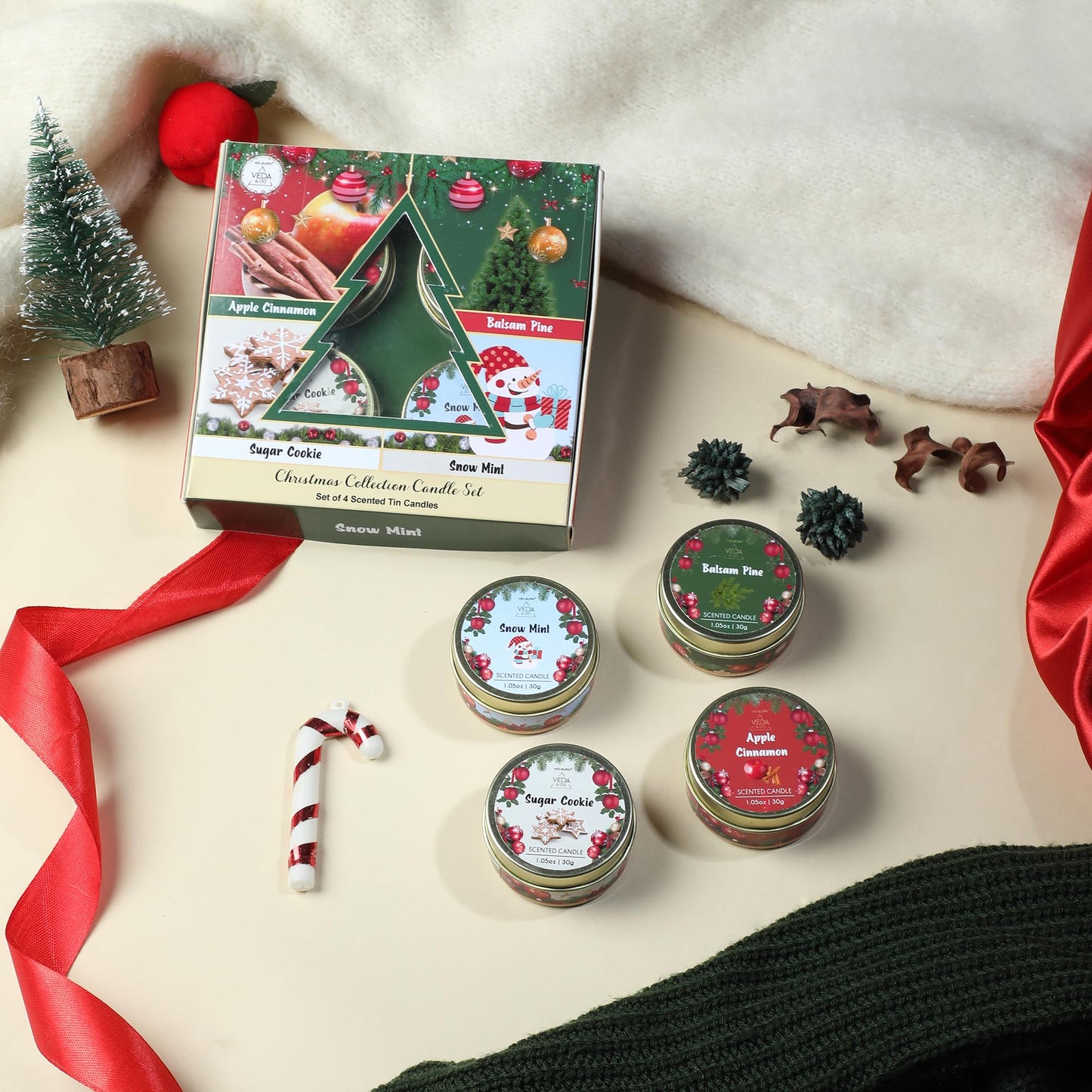 Welburn Veda&Co® Mini Tin Candles for Gift | Set of 4 Burns 7 Hr | Scented Aromatic Fragrance Candles | Scented Tin Candles for Gifting & Home Décor | Gift Ideas for Couple
