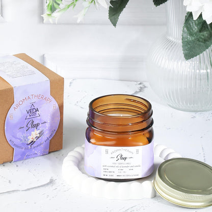 Welburn Veda&Co® Scented Wax Candle - Induces Sleep | Aromatherapy Jar Candle for Home Decor | Enhance Your Mood | Enhance Your Space with Soothing Scents (35 Hours Burn Time, 141gm),