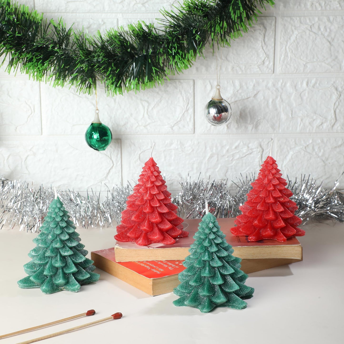 Welburn Veda&Co® Wax Tree Candles – Pack of 4 | 6–8 Hour Burn | Unscented Candles for Home, Office, Gifts & Special Occasions | Decorative Tree Candle Set