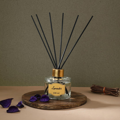 Welburn Veda&Co® Lavender Scented Reed Diffuser – 100ml | Includes 6 Free Reeds | Ready-to-Use Oil Blend | Fragrance That Inspires Positivity | Home & Office Décor