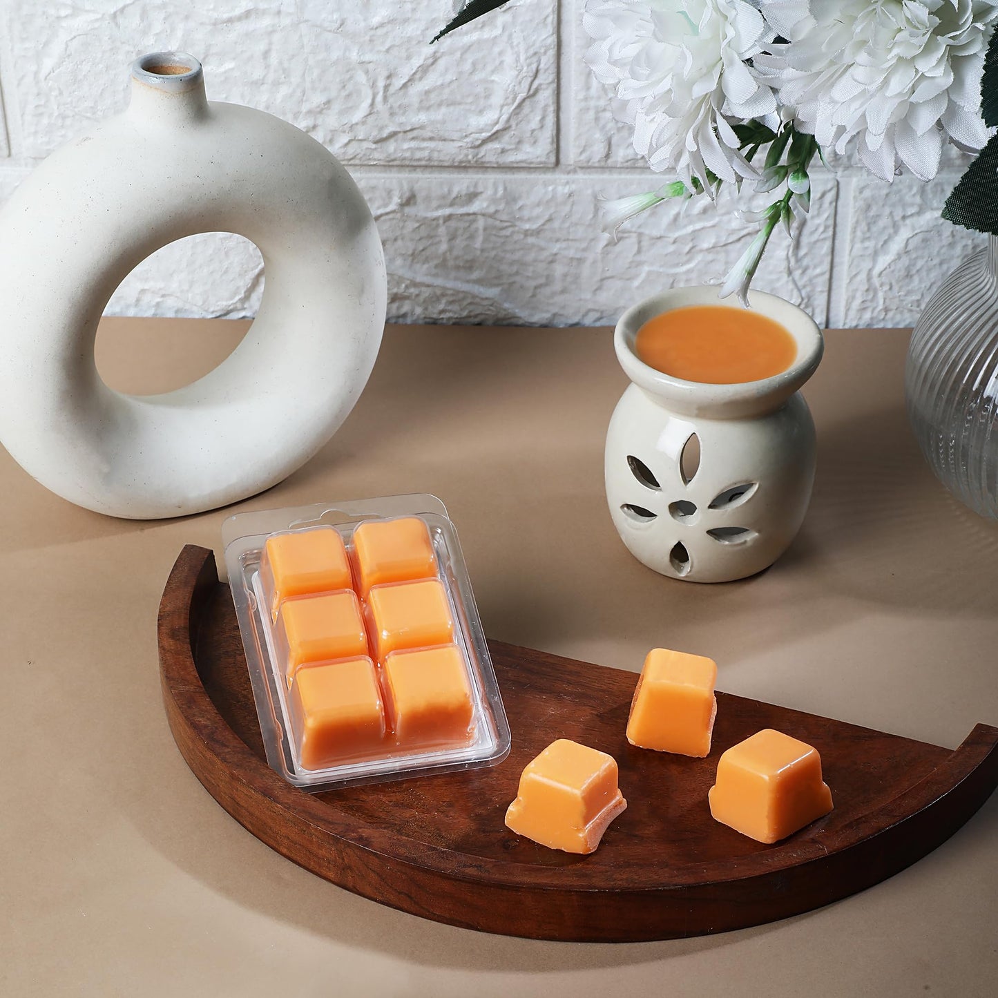 Welburn Veda&Co® Ceramic Burner Aromatherapy Diffuser Set – Scented Wax Melts & Tealights | Home Décor | Up to 30 Uses | Promotes Energy & Positivity