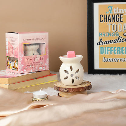 Welburn Veda&Co® Aromatherapy Diffuser Set – Ceramic Burner with Scented Wax Melts & Tealights | Home Décor & Relaxation | Up to 30 Uses | Promotes Positivity