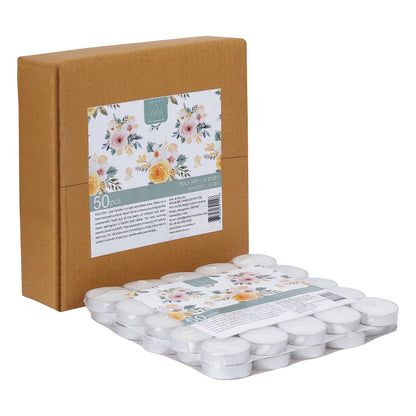 Welburn Veda&Co® Wax Unscented Tealight Candles Pack of 50 for Diwali Decoration | Burning Time 3 Hours | Paraffin Free & Smokeless | Candles for Home Decor, Offices & Special Occasions