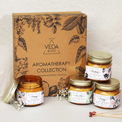 Copy of Scented Wax Candle - Set of 4 (35 Hours Burn Time, 141gm), Aromatherapy Collection Black Jars Candles Induces Energy, Positivity, Sleep & Stress Relief, Fully Refined Paraffin Wax, for Home Décor