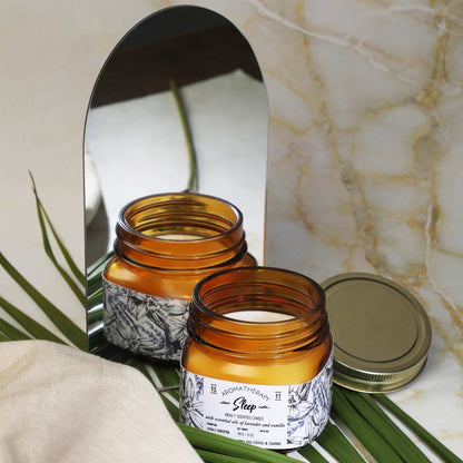 Scented Wax Candle - Set of 4 (35 Hours Burn Time, 141gm), Aromatherapy Collection White Jars Candles Induces Energy, Positivity, Sleep & Stress Relief, Fully Refined Paraffin Wax, for Home Décor