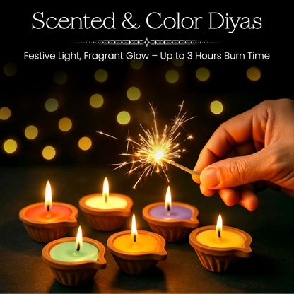 Diwali Diya for Pooja, Multicolored (18 Pieces)