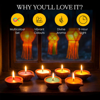Diwali Diya for Pooja, Multicolored (18 Pieces)