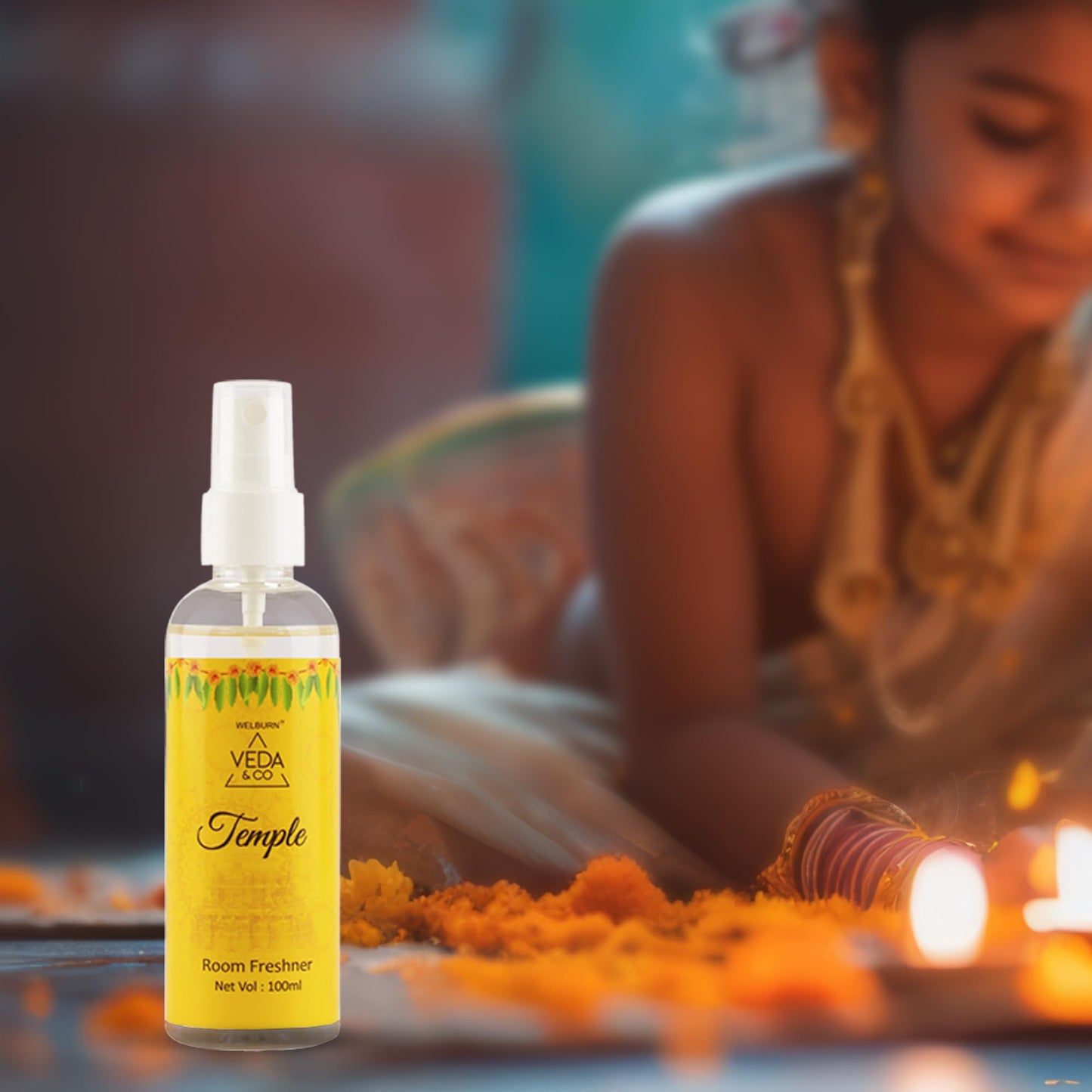 Temple Fragrance Room Freshener - 100ml (Pack of 2) | Long Lasting Air Freshener for Home & Office.