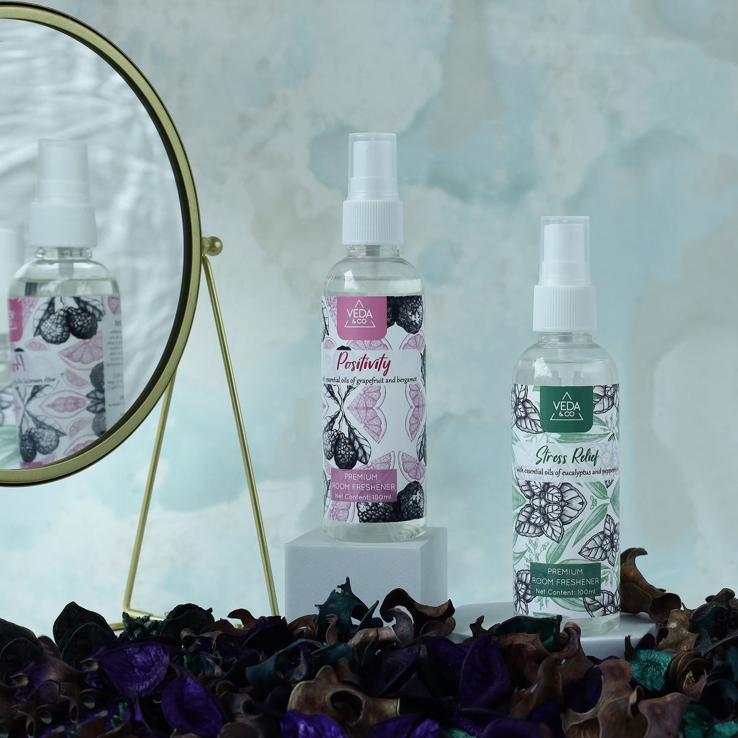 Aromatherapy Room Freshener - Combo Pack of 2 (100ml each) | Induces Positivity & Stress Relief | Long Lasting Air Freshener for Home, Office & Other Occasions