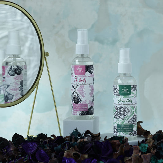 Aromatherapy Room Freshener - Combo Pack of 2 (100ml each) | Induces Positivity & Stress Relief | Long Lasting Air Freshener for Home, Office & Other Occasions