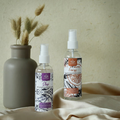 Aromatherapy Room Freshener - Combo Pack of 2 (100ml each) | Induces Energy & Sleep | Long Lasting Air Freshener for Home, Office & Other Occasions