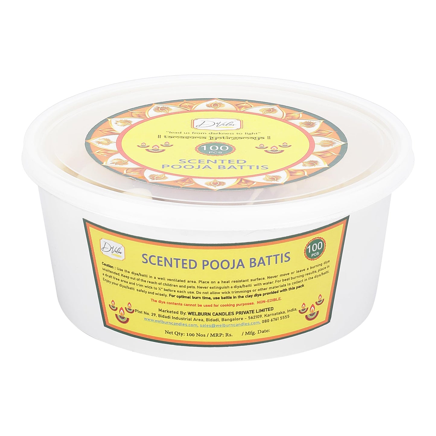 Bulk pack ghee batti 100 pcs for temple use