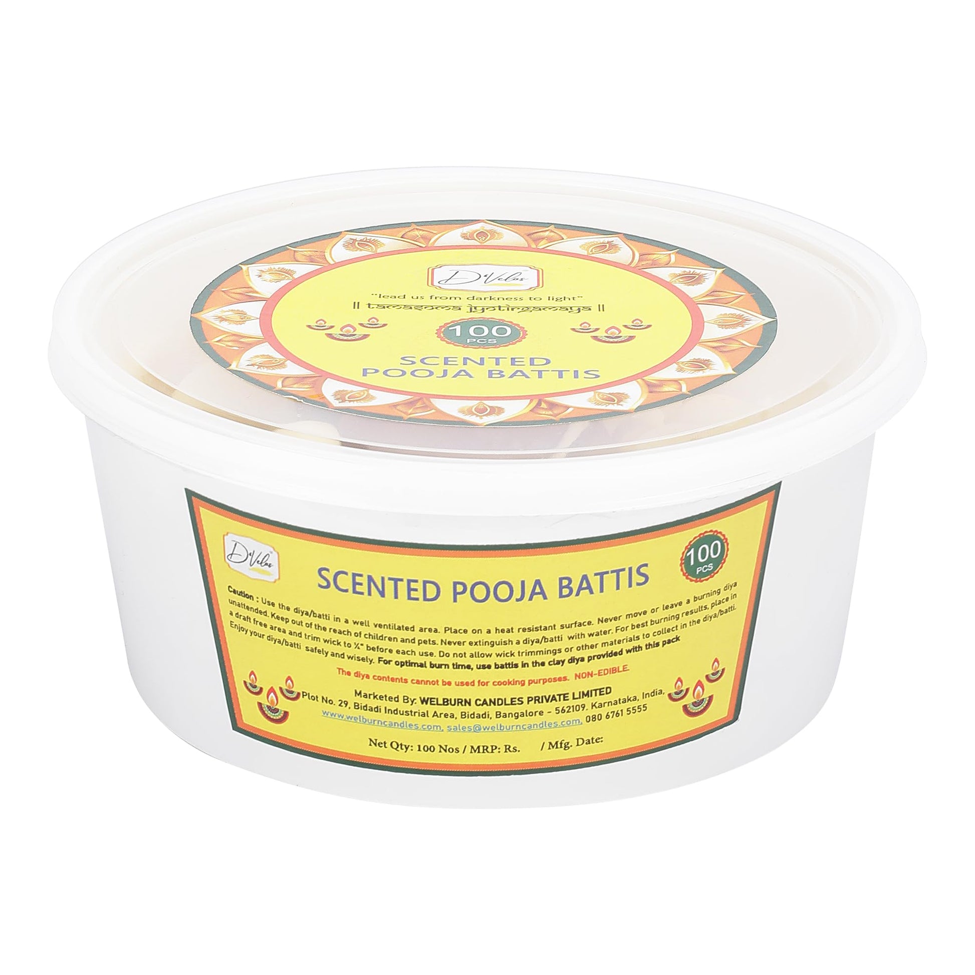 Bulk pack ghee batti 100 pcs for temple use