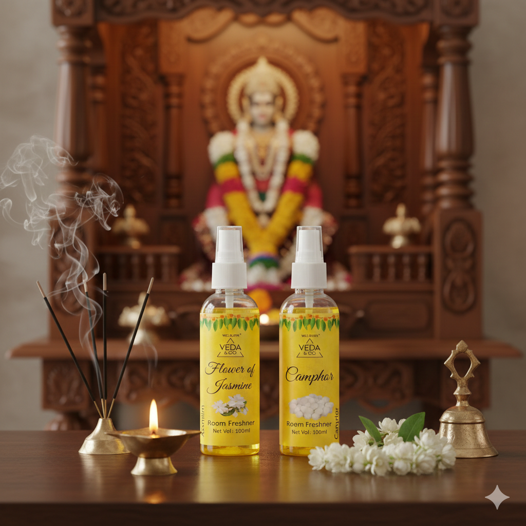 Camphor & Jasmine aqua-based puja spray display shot