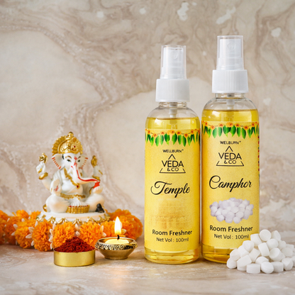 Camphor & Temple puja spray combo pack of 2 – front view 100ml