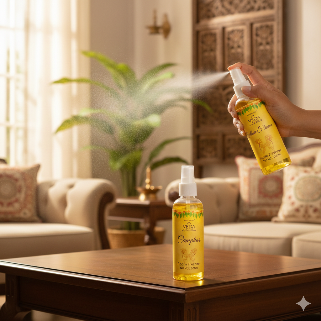 Camphor Fragrance Room Freshener & Golden Flower Fragrance Room Freshener -(100ml each)