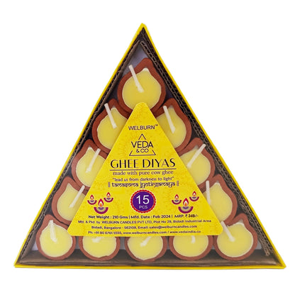 cow ghee diya for puja pack of 15 clay diyas