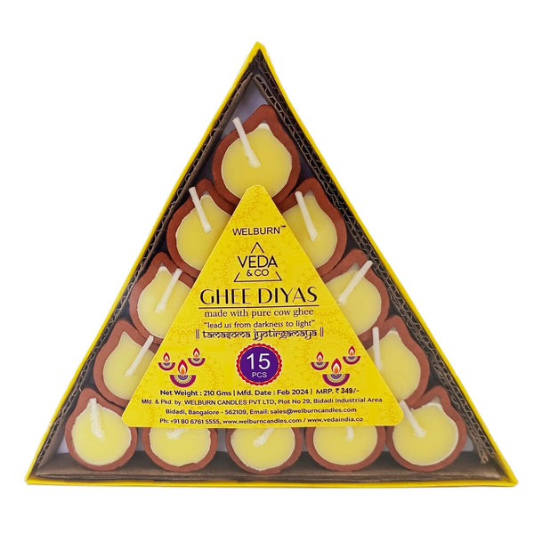 cow ghee diya for puja pack of 15 clay diyas