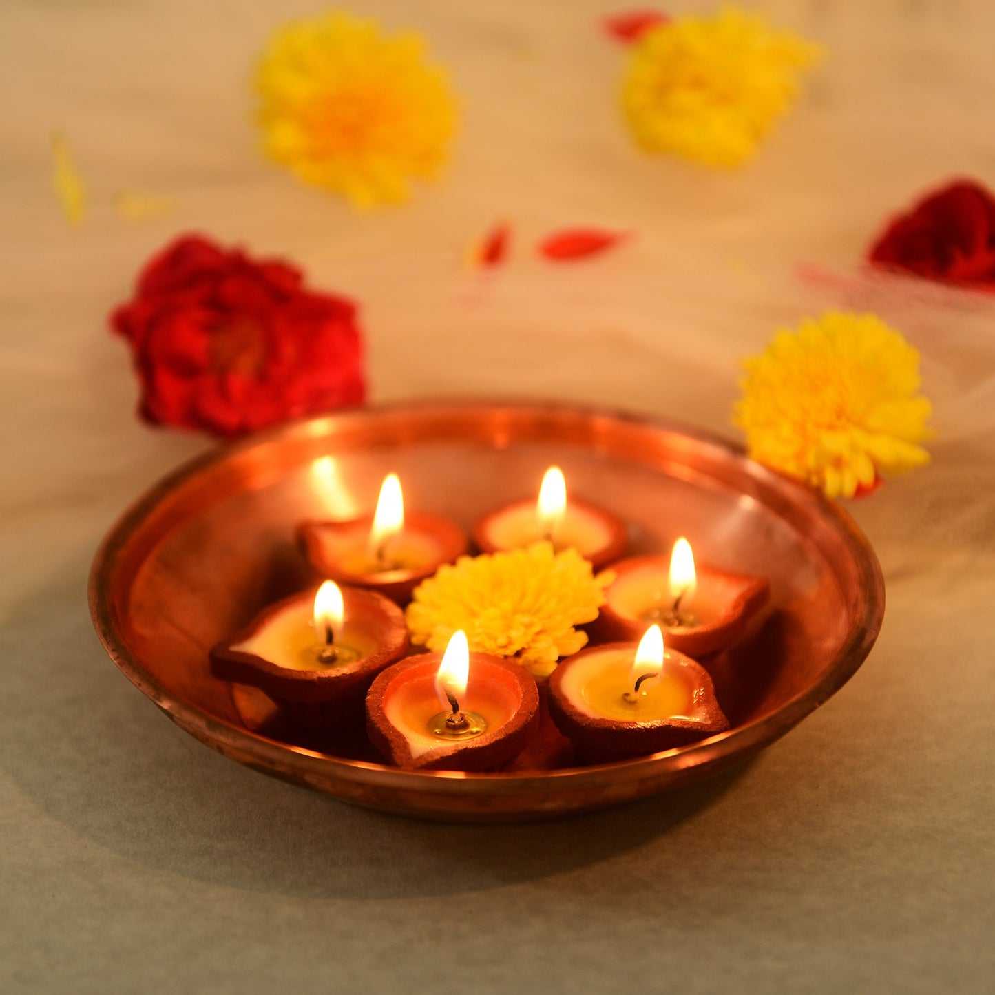 Sacred Offering: Pure Cow Ghee Diya for Puja - 30 Pieces, Upto 45 Minutes Burn Time, Ghee Blended Filled Clay Diya Batti, Ready to Use Diyas for Daily Pooja, One Month Pack