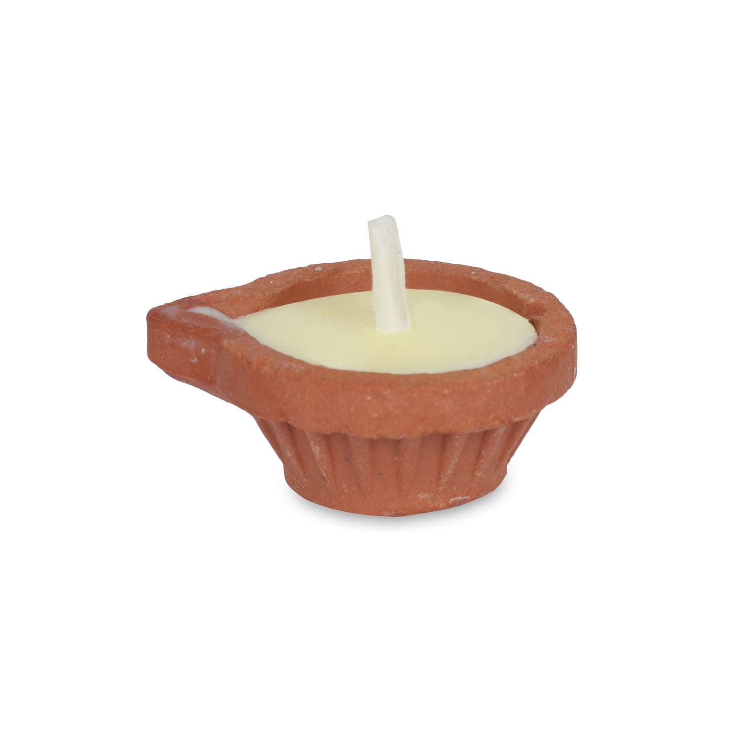 Pure Cow Ghee Diya for Puja - 30 Pieces, Upto 45 Minutes Burn Time, Ghee Blended Filled Clay Diya Batti, Ready to Use Diyas for Daily Pooja, One Month Pack