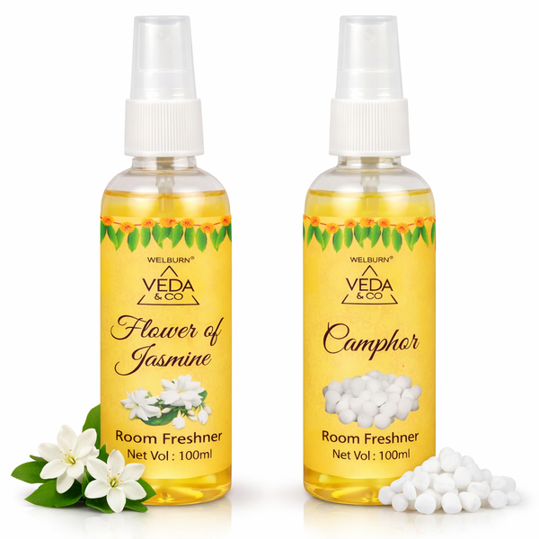 Jasmine & Camphor puja spray room freshener combo pack of 2 – front view
