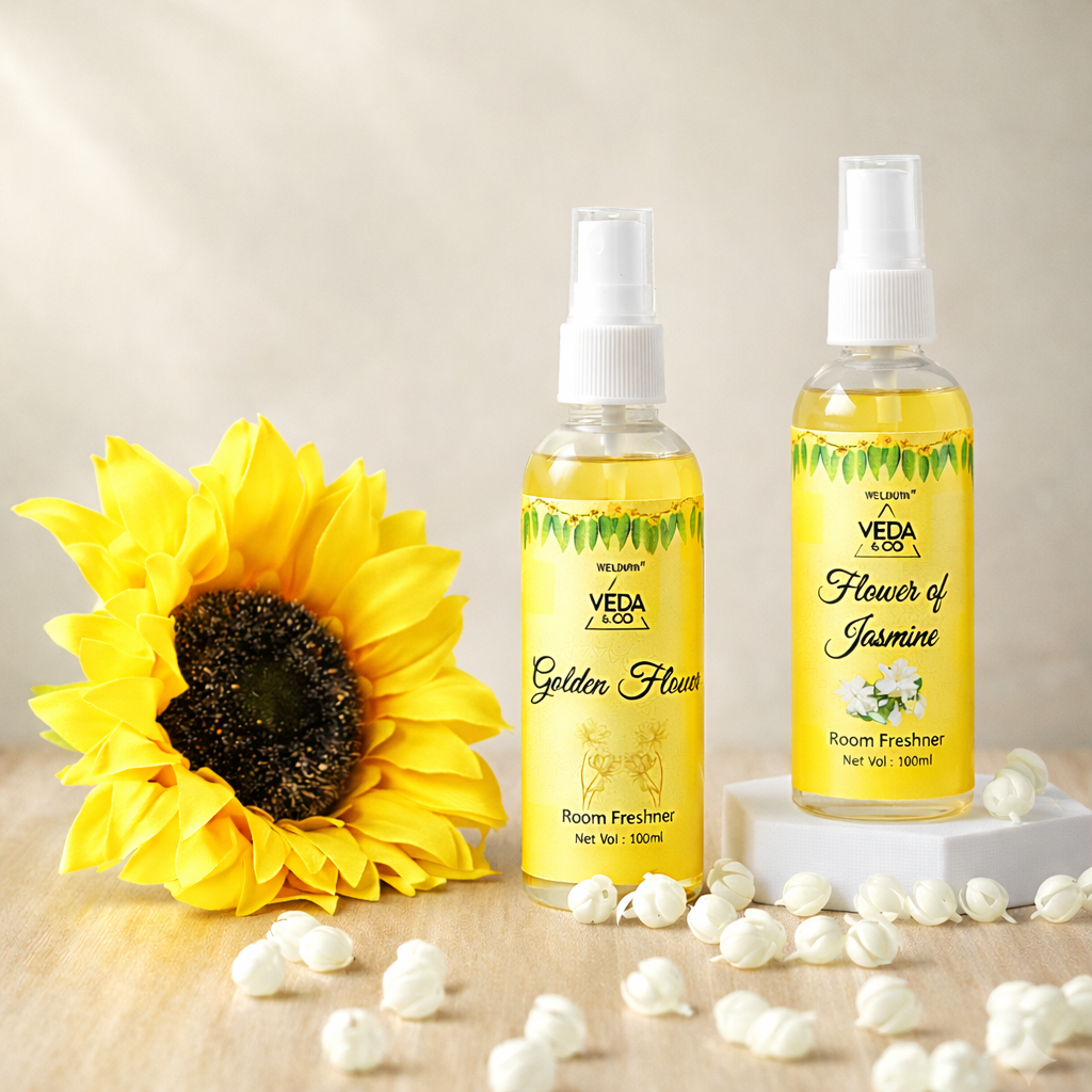 Jasmine & Golden Flower puja spray combo pack of 2 – front view