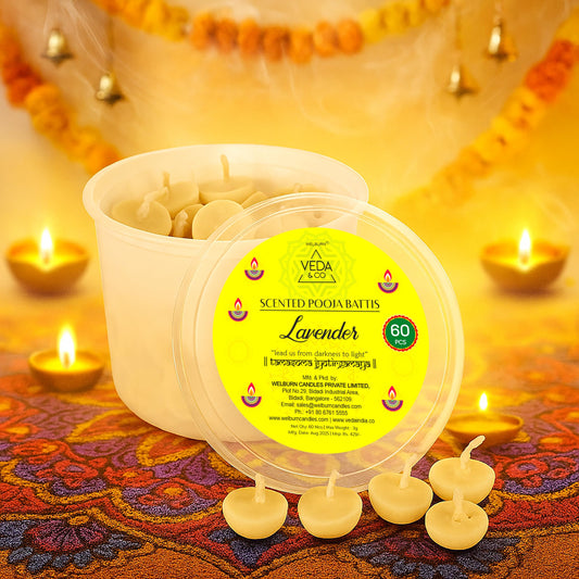 Lavender scented ghee batti for puja pack of 60