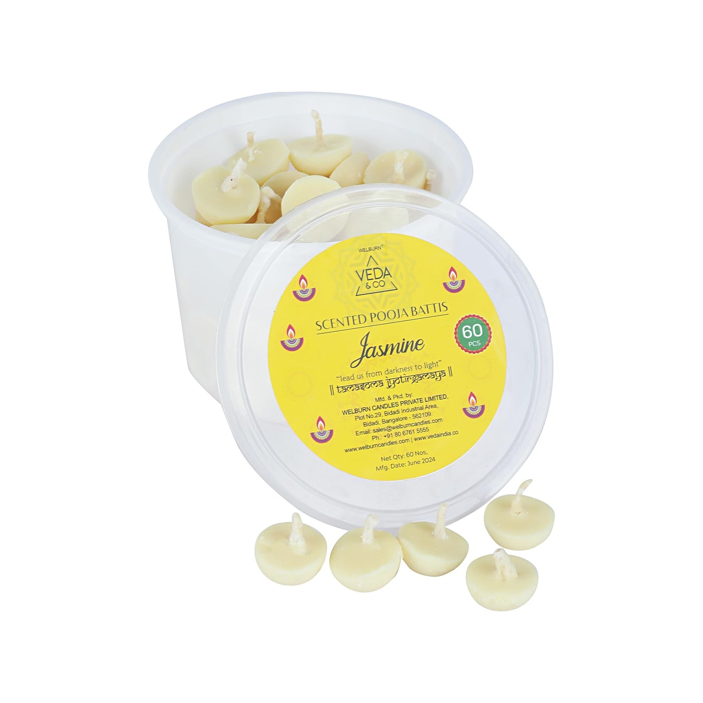 Natural jasmine ghee batti with cotton wick
