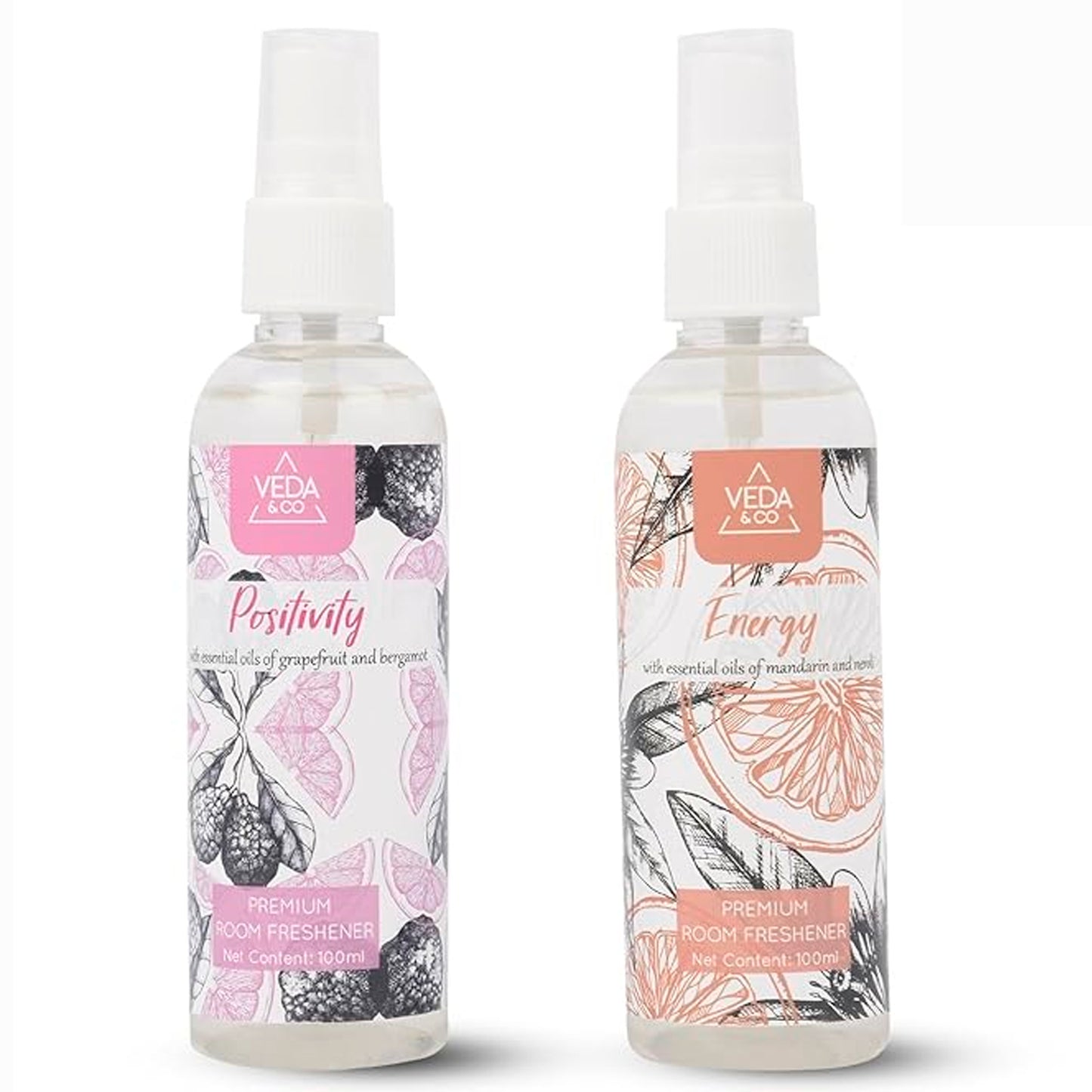 Aromatherapy Room Freshener - Combo Pack of 2 (100ml each) | Induces Energy & Positivity | Long Lasting Air Freshener for Home, Office & Other Occasions