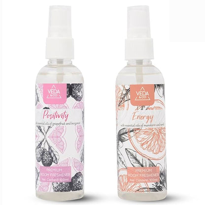 Aromatherapy Room Freshener - Combo Pack of 2 (100ml each) | Induces Energy & Positivity | Long Lasting Air Freshener for Home, Office & Other Occasions