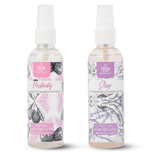 Aromatherapy Room Freshener - Combo Pack of 2 (100ml each) | Induces Positivity & Sleep | Long Lasting Air Freshener for Home, Office & Other Occasions