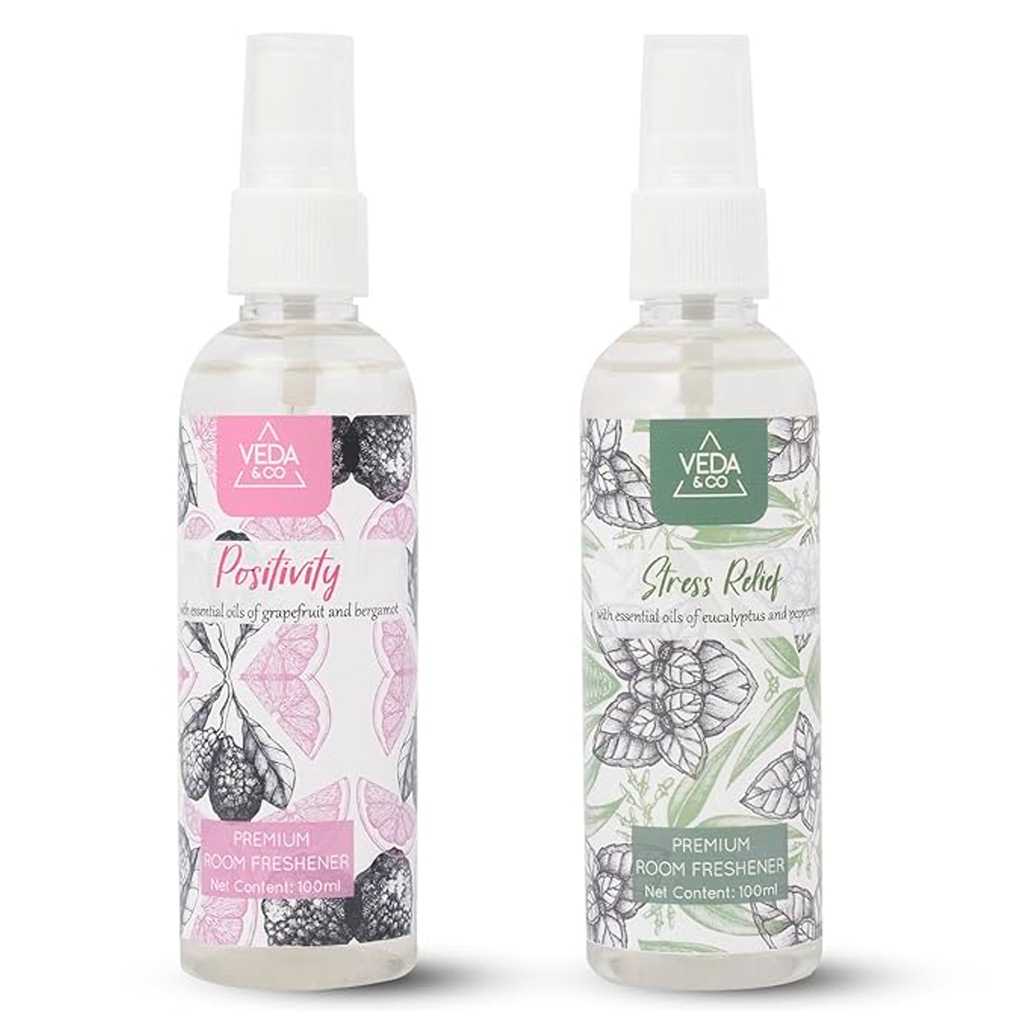 Aromatherapy Room Freshener - Combo Pack of 2 (100ml each) | Induces Positivity & Stress Relief | Long Lasting Air Freshener for Home, Office & Other Occasions