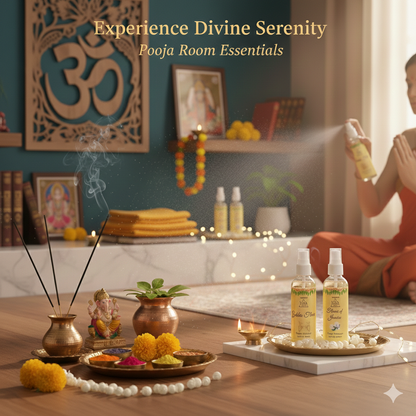 Puja room spray jasmine golden flower fragrance aqua-based